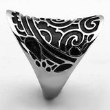 TK1448 - High polished (no plating) Stainless Steel Ring with Epoxy in Jet - Alamode - Flyclothing LLC