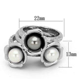 TK1449 - High polished (no plating) Stainless Steel Ring with Synthetic Pearl in Multi Color - Alamode - Flyclothing LLC