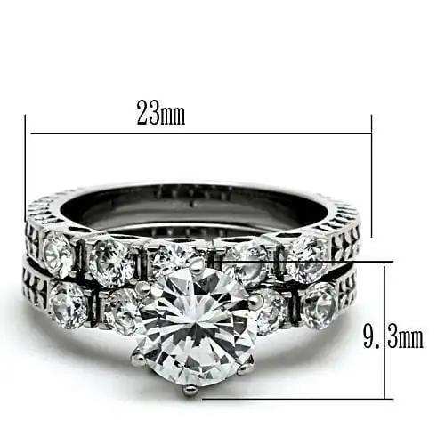 TK1450 - High polished (no plating) Stainless Steel Ring with AAA Grade CZ in Clear - Alamode - Flyclothing LLC