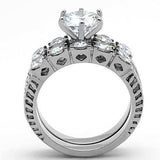 TK1450 - High polished (no plating) Stainless Steel Ring with AAA Grade CZ in Clear - Alamode - Flyclothing LLC