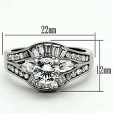 High polished (no plating) Stainless Steel Ring with AAA Grade CZ in Clear - Alamode - Flyclothing LLC