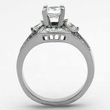 High polished (no plating) Stainless Steel Ring with AAA Grade CZ in Clear - Alamode - Flyclothing LLC