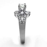 High polished (no plating) Stainless Steel Ring with AAA Grade CZ in Clear - Alamode - Flyclothing LLC
