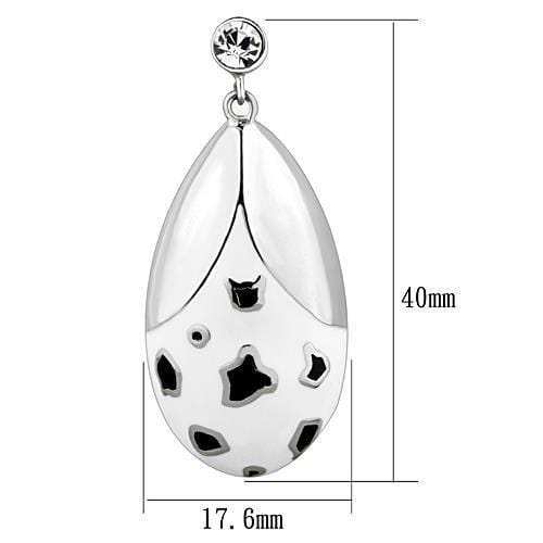 TK1462 - High polished (no plating) Stainless Steel Earrings with Top Grade Crystal in Clear - Alamode - Flyclothing LLC