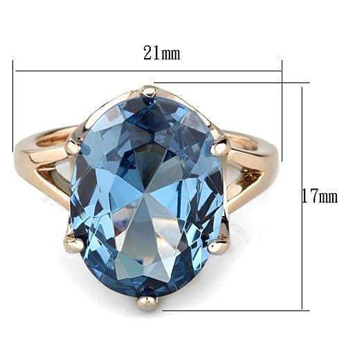 TK1484 - IP Rose Gold(Ion Plating) Stainless Steel Ring with Synthetic Spinel in London Blue - Alamode - Flyclothing LLC