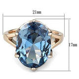TK1484 - IP Rose Gold(Ion Plating) Stainless Steel Ring with Synthetic Spinel in London Blue - Alamode - Flyclothing LLC