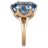 TK1484 - IP Rose Gold(Ion Plating) Stainless Steel Ring with Synthetic Spinel in London Blue - Alamode - Flyclothing LLC