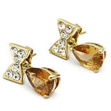 TK1487 - IP Gold(Ion Plating) Stainless Steel Earrings with AAA Grade CZ in Champagne - Alamode - Flyclothing LLC