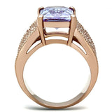 TK1490 - IP Rose Gold(Ion Plating) Stainless Steel Ring with AAA Grade CZ in Light Amethyst - Alamode - Flyclothing LLC