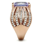 TK1490 - IP Rose Gold(Ion Plating) Stainless Steel Ring with AAA Grade CZ in Light Amethyst - Alamode - Flyclothing LLC