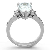TK1493 - High polished (no plating) Stainless Steel Ring with AAA Grade CZ in Clear - Alamode - Flyclothing LLC