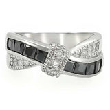TK1494 - High polished (no plating) Stainless Steel Ring with AAA Grade CZ in Jet - Alamode - Flyclothing LLC