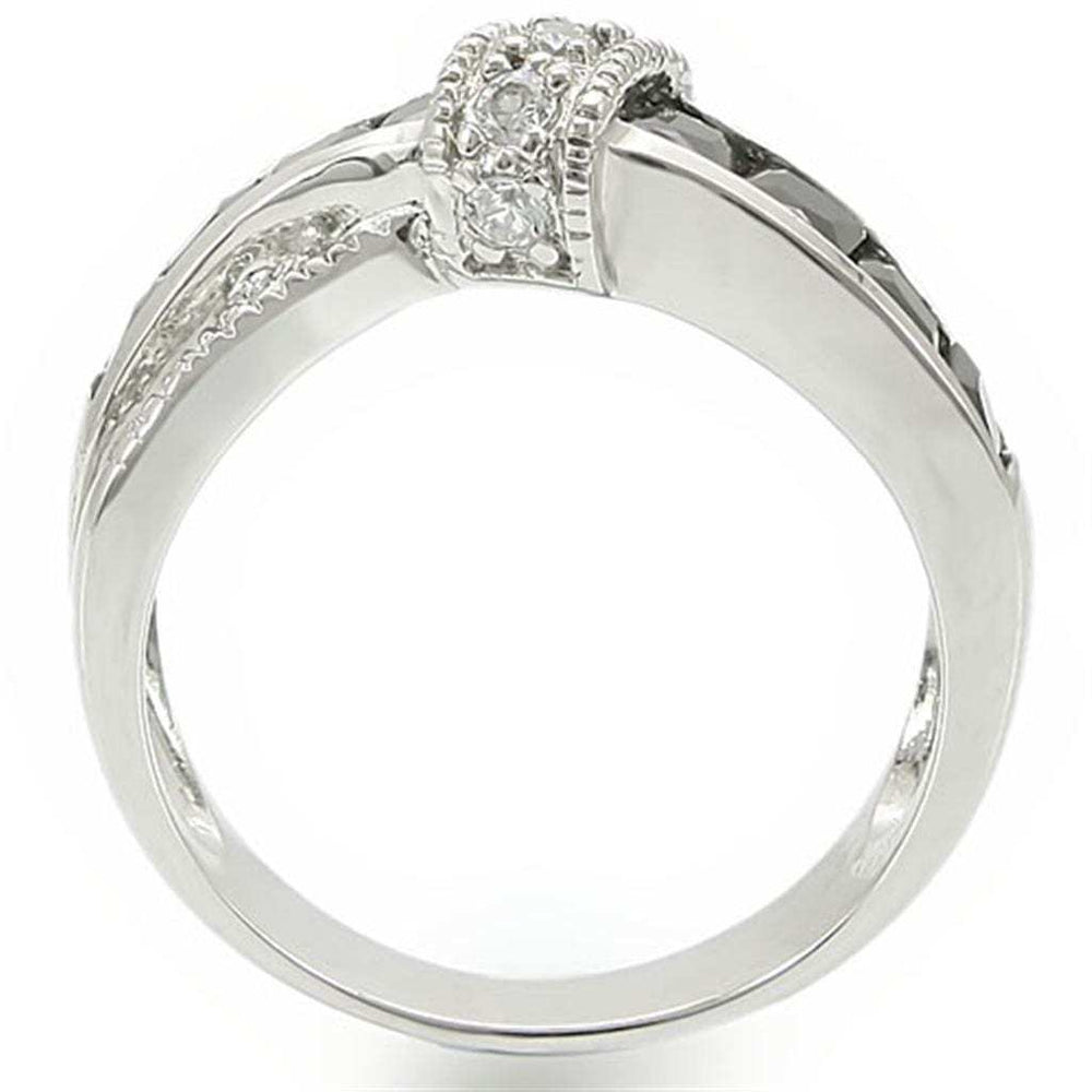 TK1494 - High polished (no plating) Stainless Steel Ring with AAA Grade CZ in Jet - Alamode - Flyclothing LLC