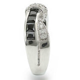 TK1494 - High polished (no plating) Stainless Steel Ring with AAA Grade CZ in Jet - Alamode - Flyclothing LLC