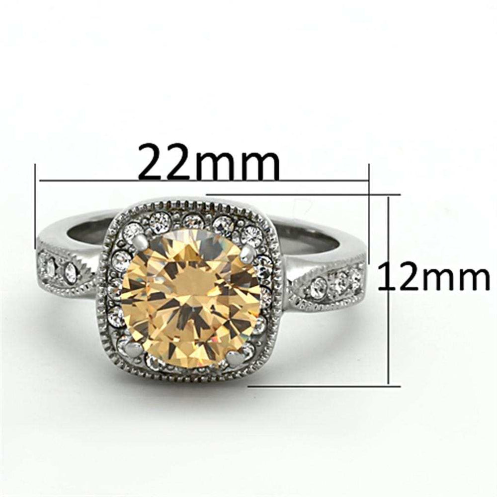 TK1495 - High polished (no plating) Stainless Steel Ring with AAA Grade CZ in Champagne - Alamode - Flyclothing LLC