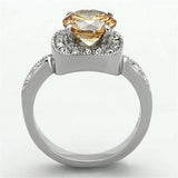 TK1495 - High polished (no plating) Stainless Steel Ring with AAA Grade CZ in Champagne - Alamode - Flyclothing LLC