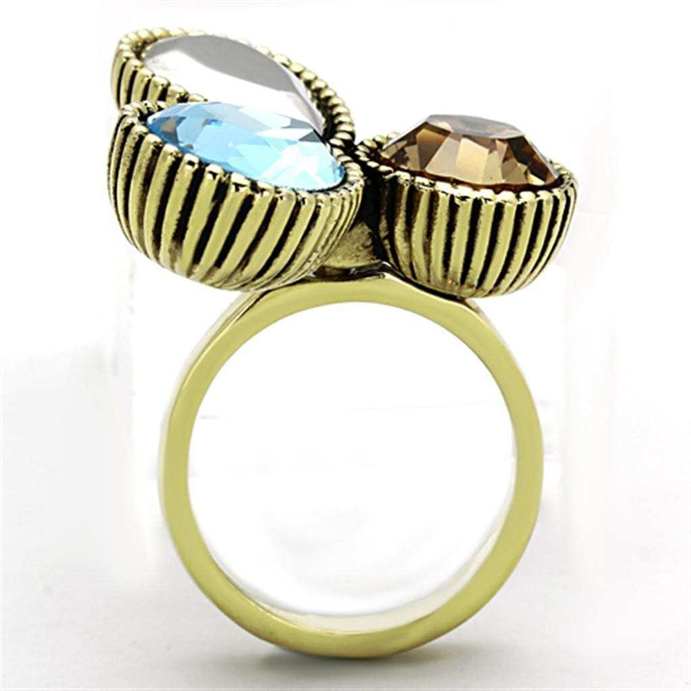TK1496 - IP Gold(Ion Plating) Stainless Steel Ring with Top Grade Crystal in Multi Color - Alamode - Flyclothing LLC