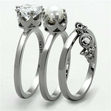 TK1497 - High polished (no plating) Stainless Steel Ring with AAA Grade CZ in Clear - Alamode - Flyclothing LLC