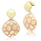 TK1502 - IP Gold(Ion Plating) Stainless Steel Earrings with Epoxy in Light Rose - Alamode - Flyclothing LLC