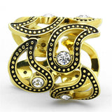 TK1506 - IP Gold(Ion Plating) Stainless Steel Ring with Top Grade Crystal in Clear - Alamode - Flyclothing LLC