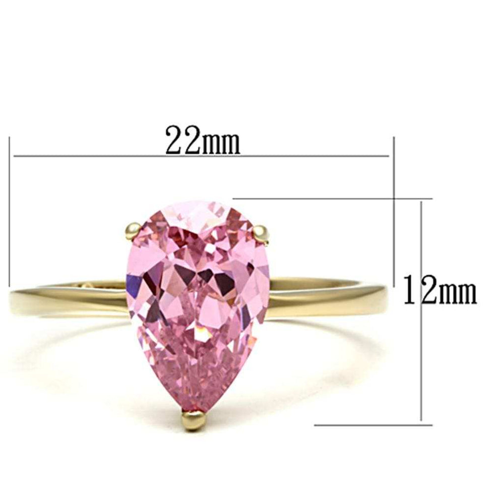 TK1508 - IP Gold(Ion Plating) Stainless Steel Ring with AAA Grade CZ in Rose - Alamode - Flyclothing LLC