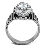 TK1517 - High polished (no plating) Stainless Steel Ring with AAA Grade CZ in Clear - Alamode - Flyclothing LLC