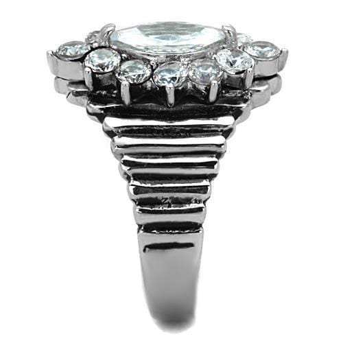 TK1517 - High polished (no plating) Stainless Steel Ring with AAA Grade CZ in Clear - Alamode - Flyclothing LLC