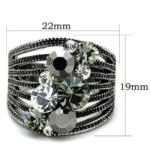 TK1521 - High polished (no plating) Stainless Steel Ring with Top Grade Crystal in Black Diamond - Alamode - Flyclothing LLC