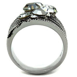 TK1521 - High polished (no plating) Stainless Steel Ring with Top Grade Crystal in Black Diamond - Alamode - Flyclothing LLC