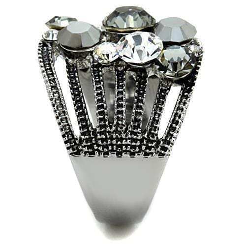 TK1521 - High polished (no plating) Stainless Steel Ring with Top Grade Crystal in Black Diamond - Alamode - Flyclothing LLC