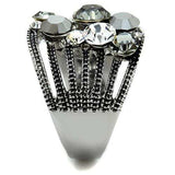 TK1521 - High polished (no plating) Stainless Steel Ring with Top Grade Crystal in Black Diamond - Alamode - Flyclothing LLC