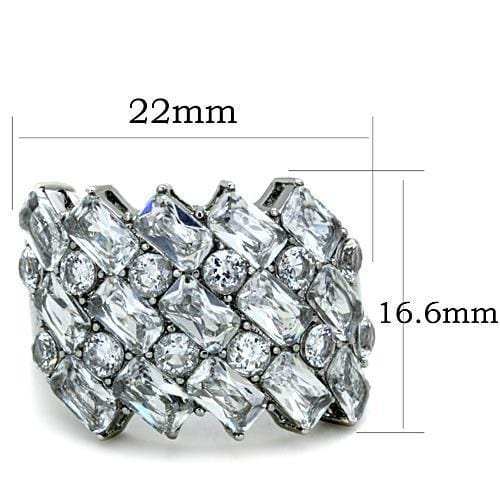 TK1522 - High polished (no plating) Stainless Steel Ring with AAA Grade CZ in Clear - Alamode - Flyclothing LLC