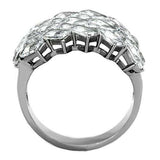 TK1522 - High polished (no plating) Stainless Steel Ring with AAA Grade CZ in Clear - Alamode - Flyclothing LLC