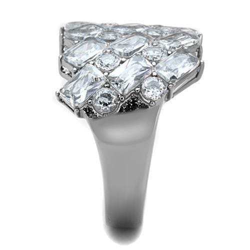 TK1522 - High polished (no plating) Stainless Steel Ring with AAA Grade CZ in Clear - Alamode - Flyclothing LLC