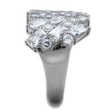 TK1522 - High polished (no plating) Stainless Steel Ring with AAA Grade CZ in Clear - Alamode - Flyclothing LLC