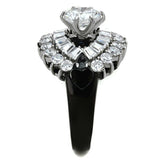 TK1523 - Two-Tone IP Black Stainless Steel Ring with AAA Grade CZ in Clear - Alamode - Flyclothing LLC