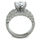 TK1524 - High polished (no plating) Stainless Steel Ring with AAA Grade CZ in Clear - Alamode - Flyclothing LLC