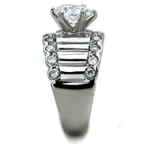 TK1524 - High polished (no plating) Stainless Steel Ring with AAA Grade CZ in Clear - Alamode - Flyclothing LLC