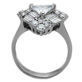 TK1527 - High polished (no plating) Stainless Steel Ring with AAA Grade CZ in Clear - Alamode - Flyclothing LLC