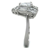 TK1527 - High polished (no plating) Stainless Steel Ring with AAA Grade CZ in Clear - Alamode - Flyclothing LLC