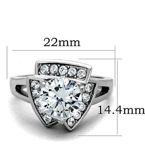 TK1528 - High polished (no plating) Stainless Steel Ring with AAA Grade CZ in Clear - Alamode - Flyclothing LLC
