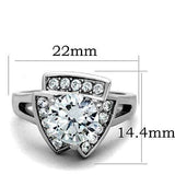 TK1528 - High polished (no plating) Stainless Steel Ring with AAA Grade CZ in Clear - Alamode - Flyclothing LLC