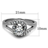 TK1529 - High polished (no plating) Stainless Steel Ring with AAA Grade CZ in Clear - Alamode - Flyclothing LLC
