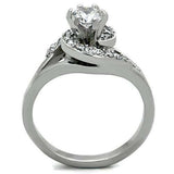 TK1529 - High polished (no plating) Stainless Steel Ring with AAA Grade CZ in Clear - Alamode - Flyclothing LLC