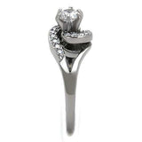 TK1529 - High polished (no plating) Stainless Steel Ring with AAA Grade CZ in Clear - Alamode - Flyclothing LLC