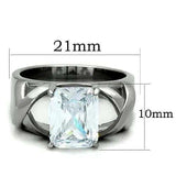 TK1530 - High polished (no plating) Stainless Steel Ring with AAA Grade CZ in Clear - Alamode - Flyclothing LLC