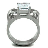 TK1530 - High polished (no plating) Stainless Steel Ring with AAA Grade CZ in Clear - Alamode - Flyclothing LLC