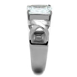 TK1530 - High polished (no plating) Stainless Steel Ring with AAA Grade CZ in Clear - Alamode - Flyclothing LLC
