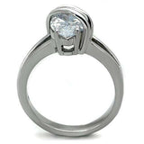 TK1531 - High polished (no plating) Stainless Steel Ring with AAA Grade CZ in Clear - Alamode - Flyclothing LLC