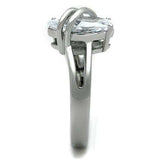 TK1531 - High polished (no plating) Stainless Steel Ring with AAA Grade CZ in Clear - Alamode - Flyclothing LLC